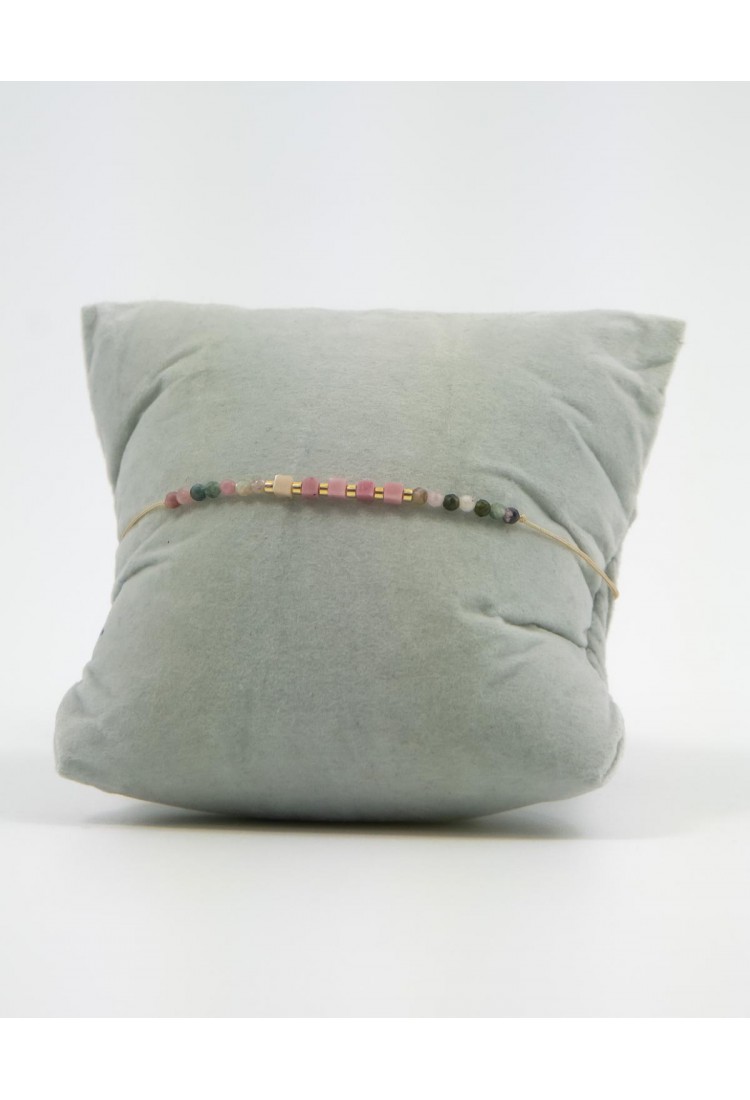 Women’s Boho Macrame Bracelet with Natural Multicolor Tourmaline Stones 527301-3