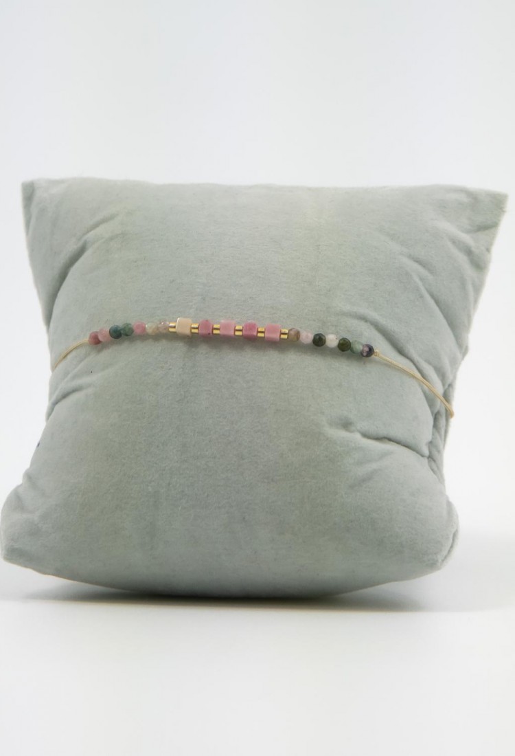 Women’s Boho Macrame Bracelet with Natural Multicolor Tourmaline Stones 527301-3