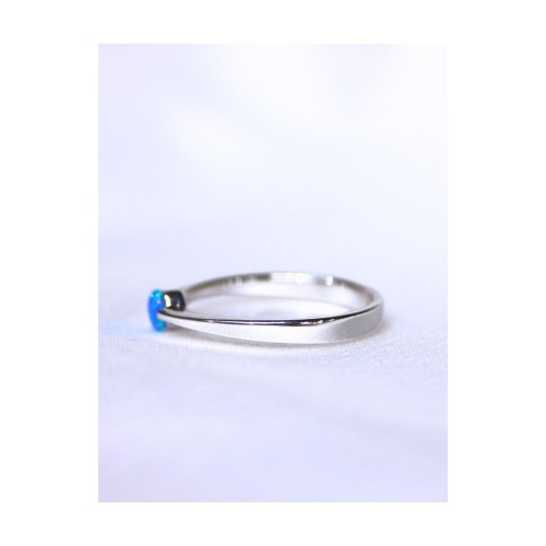 Women's Blue Opal Ring Silver 925 Minimal Design 527382-1
