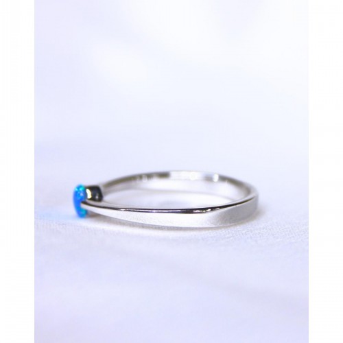 Women's Blue Opal Ring Silver 925 Minimal Design 527382-1