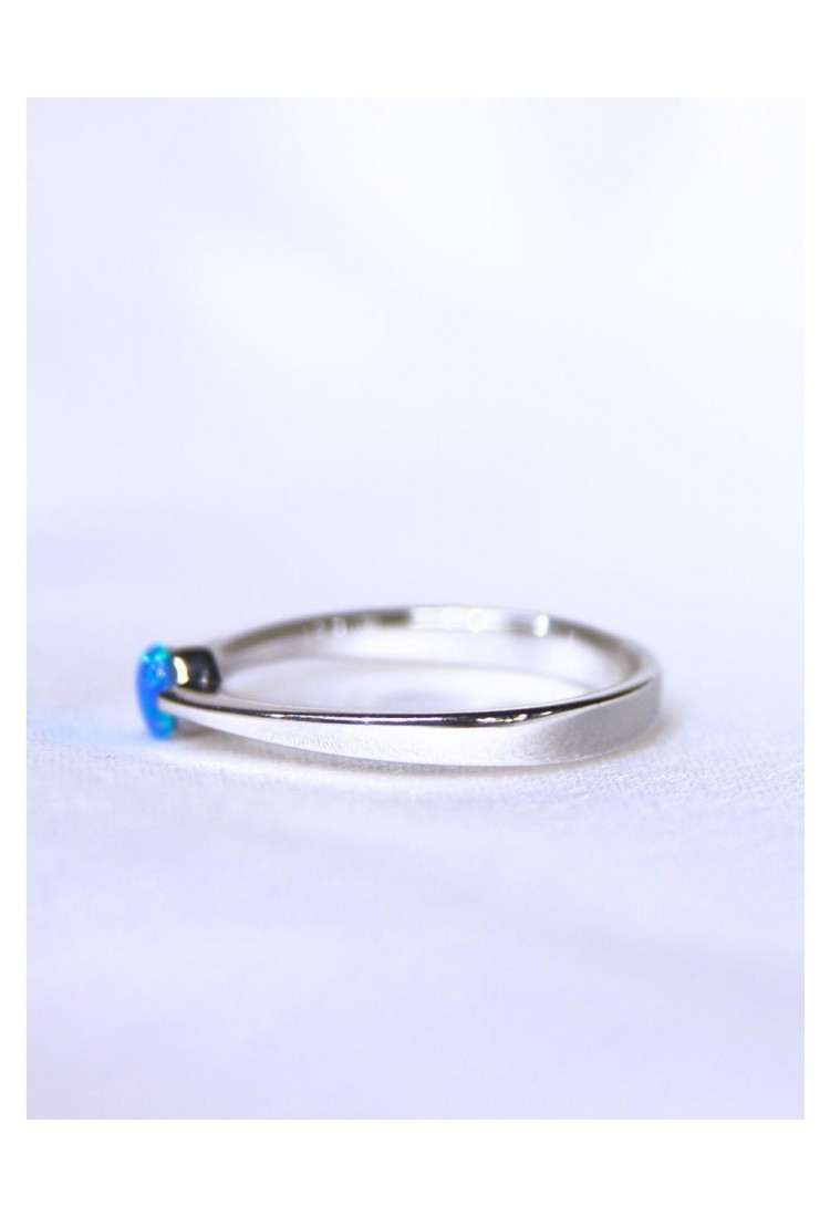 Women's Blue Opal Ring Silver 925 Minimal Design 527382-1