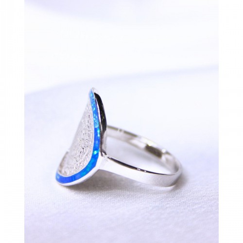 Women's Silver 925 Opal Rhodium Plated Ring with Phaistos Disc Design 527379
