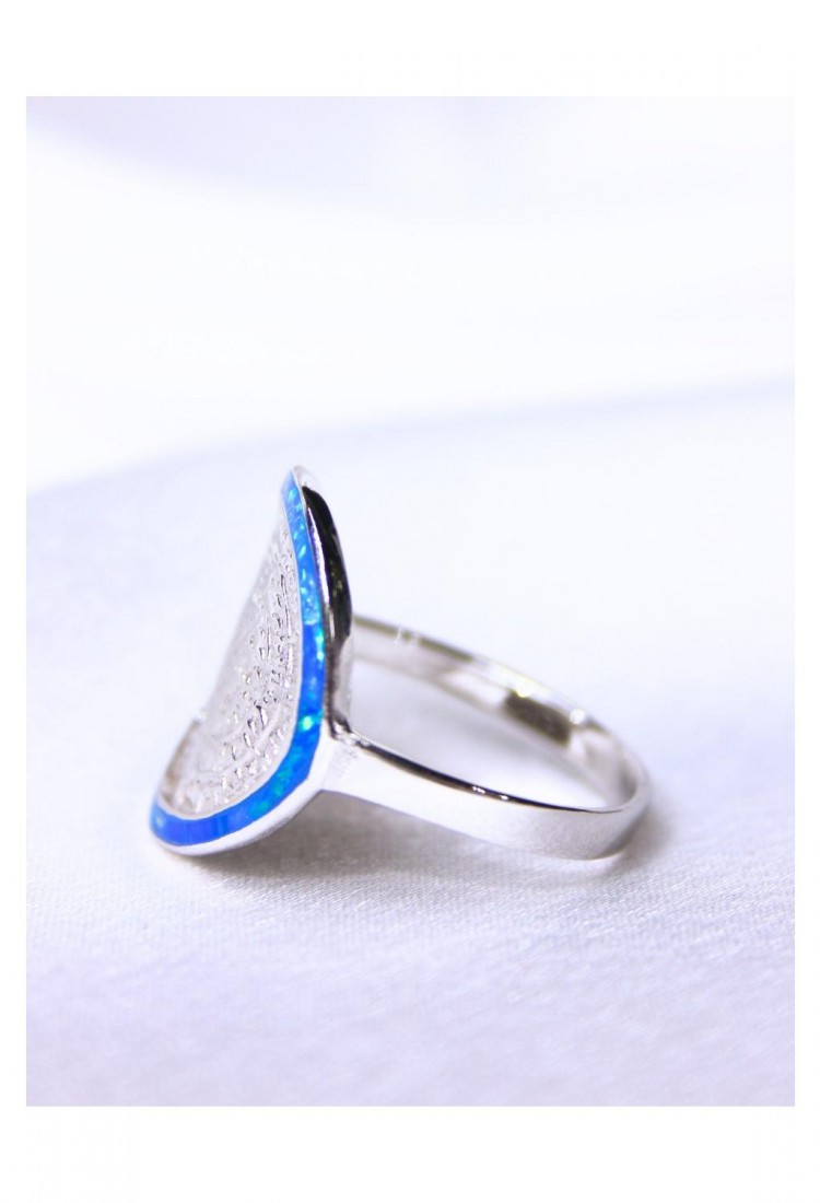 Women's Silver 925 Opal Rhodium Plated Ring with Phaistos Disc Design 527379