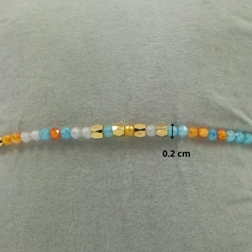 Women's Adjustable Macrame Bracelet with Multicolored Beads and Gold Details 527303-1