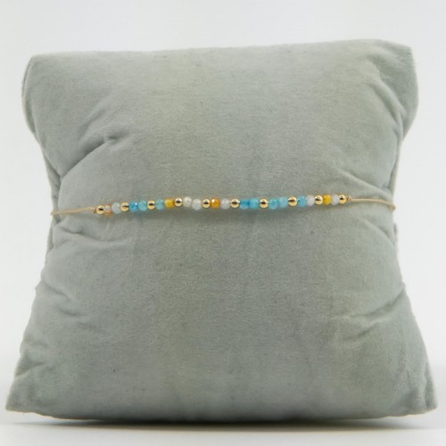 Women's Adjustable Macrame Bracelet With Shiny Beads And Gold Details 527303-2