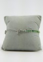 Women's Double Bracelet Silver With Green Beads And Shiny Stones 527295-2