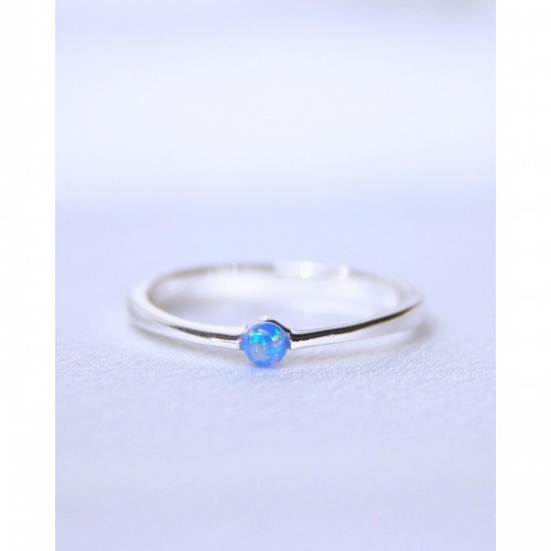 Women's Silver 925 Ring with Blue Opal Delicate Design 527386