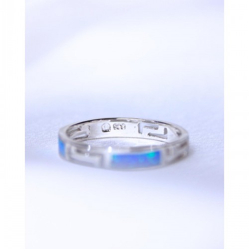 Women's Silver 925 Ring With Blue Opal Slim Design 527385