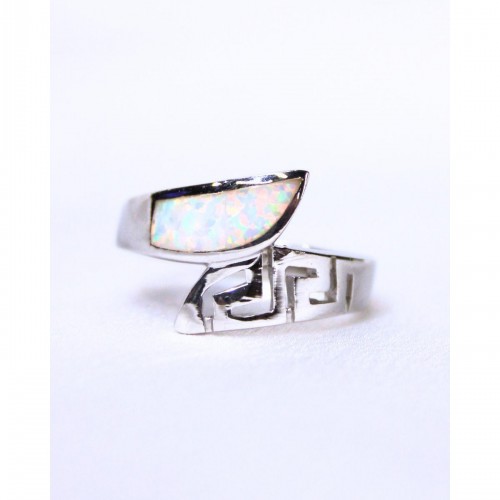 Women's Silver 925 Ring With White Opal Curved Statement Design 527375-1