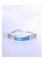 Women's Silver 925 Ring With Blue Opal Wavy Twisted Design 527383