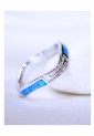 Women's Silver 925 Ring With Blue Opal Wavy Twisted Design 527383