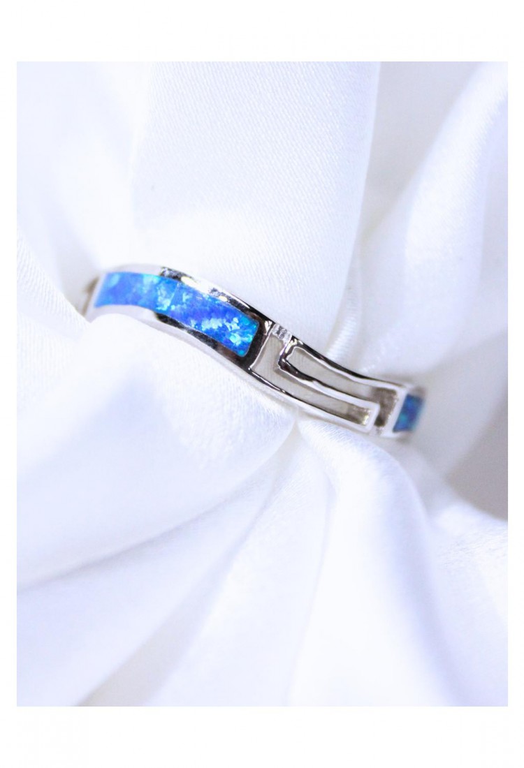 Women's Silver 925 Ring With Blue Opal Wavy Twisted Design 527383