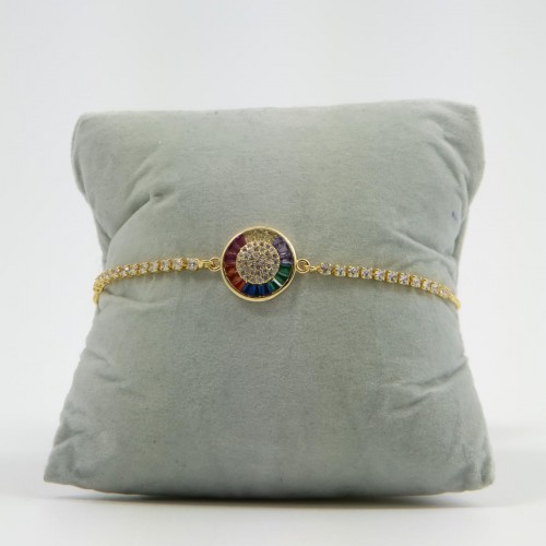 Women's Adjustable Bracelet Gold Plated Brass With Multicolor Element And Shiny Stones 527283