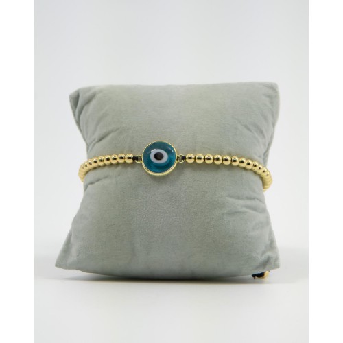 Γυναικείο Μακραμέ Βραχιόλι Ρυθμιζόμενο Με Μάτι Και Χρυσές Χάντρες 527298-3