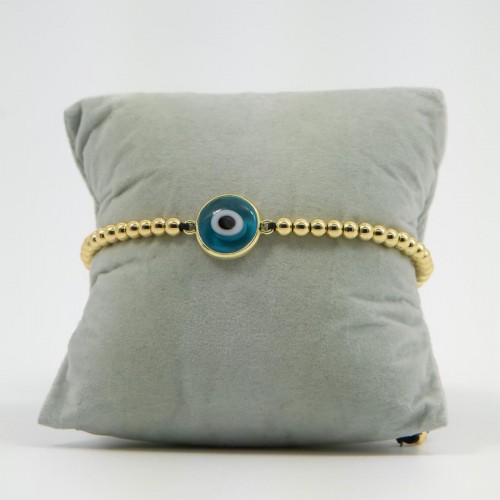 Women's Adjustable Macrame Bracelet with Evil Eye and Gold Beads 527298-3