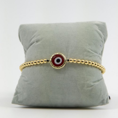 Women's Adjustable Macrame Bracelet With Evil Eye And Gold Beads 527298-4