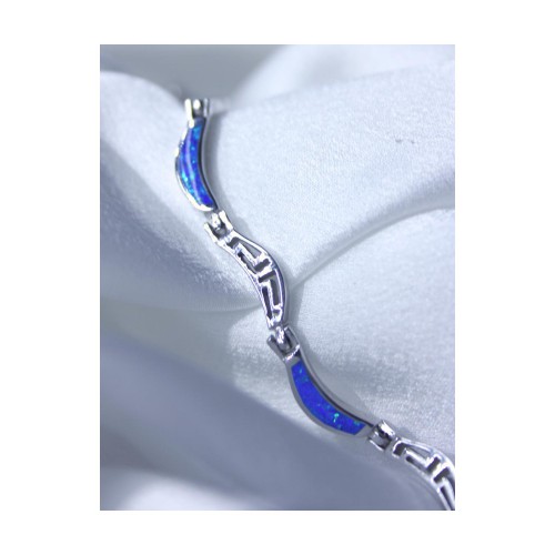 Βραχιόλι Γυναικείο Ασήμι 925 Mε Σχέδιο Κύματος Οπάλ 19,8 cm 10,3 gr. 527396