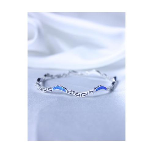 Βραχιόλι Γυναικείο Ασήμι 925 Mε Σχέδιο Κύματος Οπάλ 19,8 cm 10,3 gr. 527396