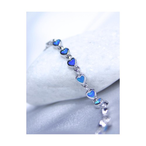 Βραχιόλι Γυναικείο Ασημένιο 925 Οπάλ Με Σχήμα Καρδιάς Λεπτό Σχεδιασμό 19 cm 7,5 gr. 527404