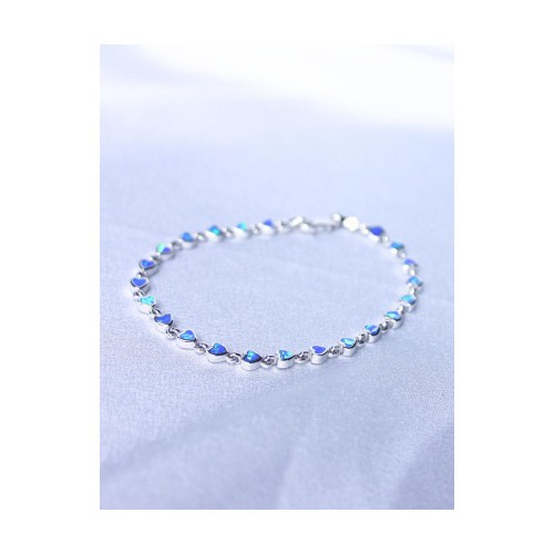 Βραχιόλι Γυναικείο Ασημένιο 925 Οπάλ Με Σχήμα Καρδιάς Λεπτό Σχεδιασμό 19 cm 7,5 gr. 527404