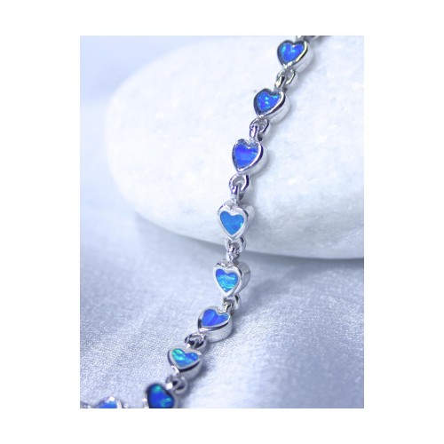 Βραχιόλι  Γυναικείο Ασήμι 925 Οπάλ Σε Σχήμα Καρδιάς 19 cm 7,6 gr. 527405