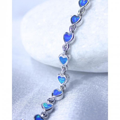 Women's Opal Heart Bracelet Silver 925 Romantic Design 19 cm 7,6 gr. 527405