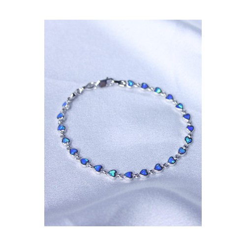 Βραχιόλι  Γυναικείο Ασήμι 925 Οπάλ Σε Σχήμα Καρδιάς 19 cm 7,6 gr. 527405