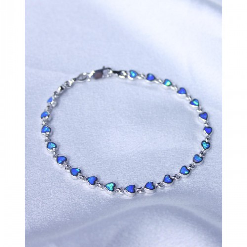 Women's Opal Heart Bracelet Silver 925 Romantic Design 19 cm 7,6 gr. 527405