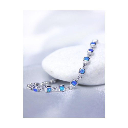 Βραχιόλι Γυναικείο Ασημένιο 925 Οπάλ Με Σχέδιο Τετράγωνο 19,2 cm 6,8 gr. 527407