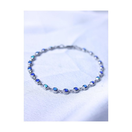 Βραχιόλι Γυναικείο Ασημένιο 925 Οπάλ Με Σχέδιο Τετράγωνο 19,2 cm 6,8 gr. 527407