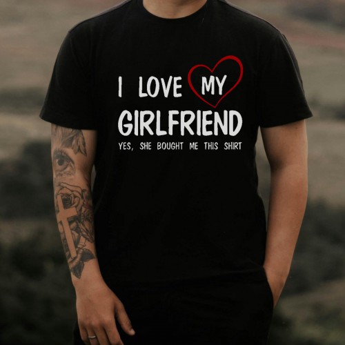 Ανδρική Κοντομάνική Μπλούζα Με Τύπωμα I Love My Girlfriend. Yes, She MT1110