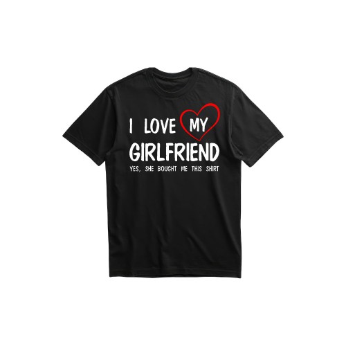 Ανδρική Κοντομάνική Μπλούζα Με Τύπωμα I Love My Girlfriend. Yes, She MT1110