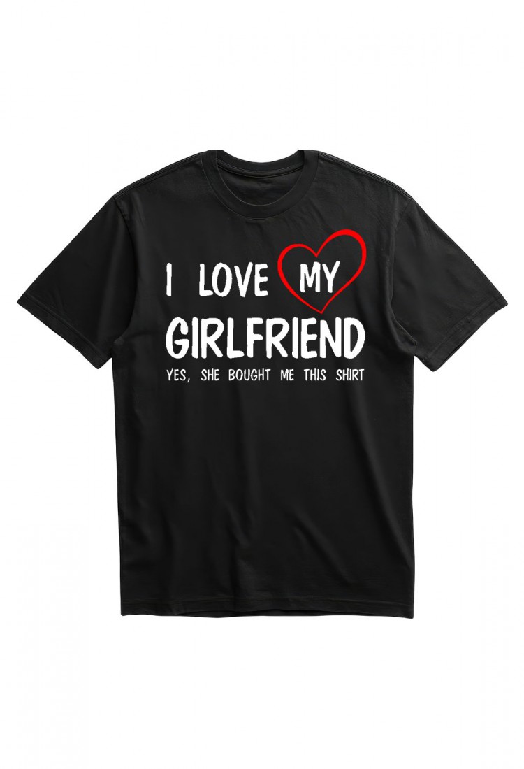 Ανδρική Κοντομάνική Μπλούζα Με Τύπωμα I Love My Girlfriend. Yes, She MT1110