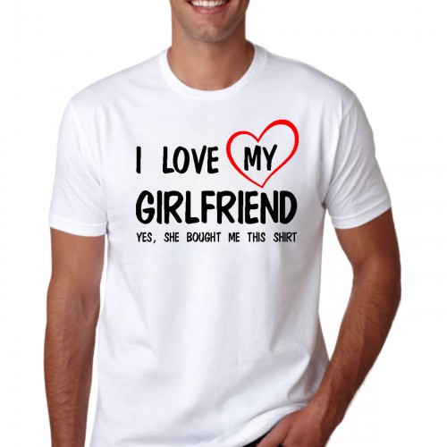 Ανδρική Κοντομάνική Μπλούζα Με Τύπωμα I Love My Girlfriend. Yes, She MT1110-1