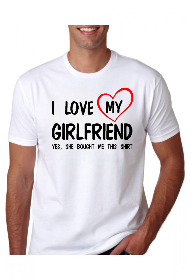 Ανδρική Κοντομάνική Μπλούζα Με Τύπωμα I Love My Girlfriend. Yes, She MT1110-1