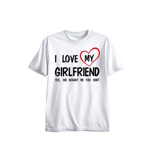 Ανδρική Κοντομάνική Μπλούζα Με Τύπωμα I Love My Girlfriend. Yes, She MT1110-1