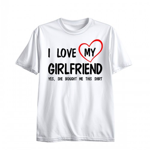 Ανδρική Κοντομάνική Μπλούζα Με Τύπωμα I Love My Girlfriend. Yes, She MT1110-1
