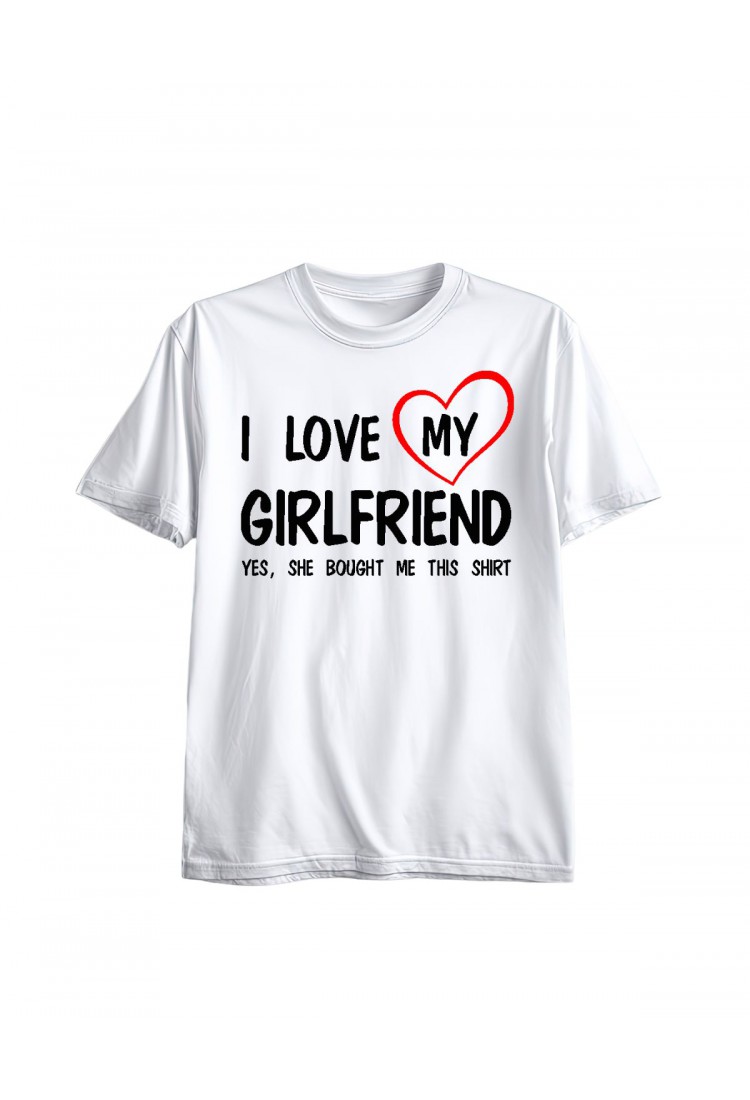 Ανδρική Κοντομάνική Μπλούζα Με Τύπωμα I Love My Girlfriend. Yes, She MT1110-1