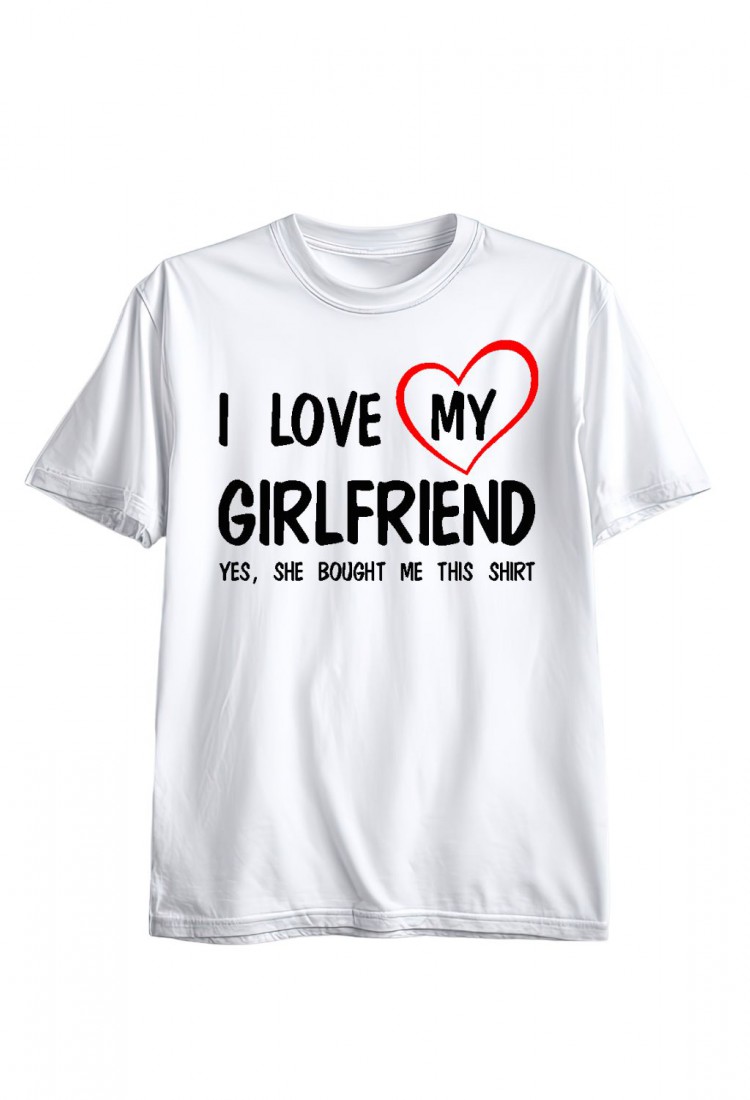 Ανδρική Κοντομάνική Μπλούζα Με Τύπωμα I Love My Girlfriend. Yes, She MT1110-1