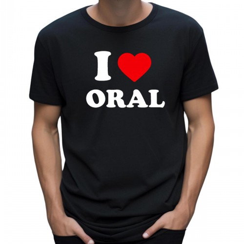 Ανδρική Κοντομάνική Μπλούζα Με Τύπωμα I Love Oral MT1112