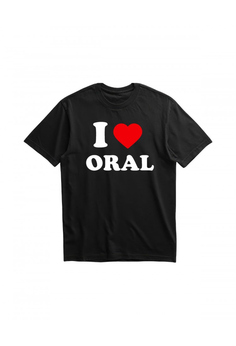 Ανδρική Κοντομάνική Μπλούζα Με Τύπωμα I Love Oral MT1112