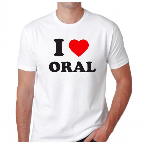 Ανδρική Κοντομάνική Μπλούζα Με Τύπωμα I Love Oral MT1112-1