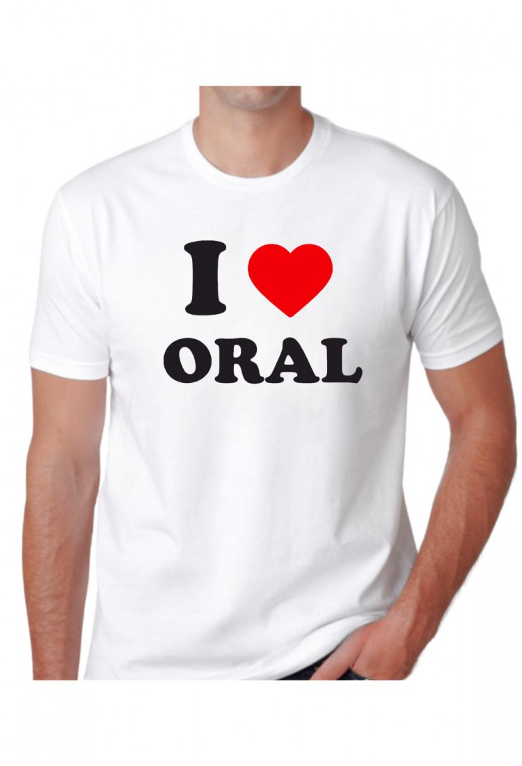 Ανδρική Κοντομάνική Μπλούζα Με Τύπωμα I Love Oral MT1112-1