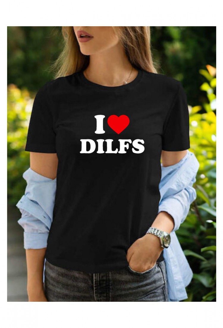 Γυναικεία Κοντομάνικη Μπούζα Με Τύπωμα I Love DILFS MT1113