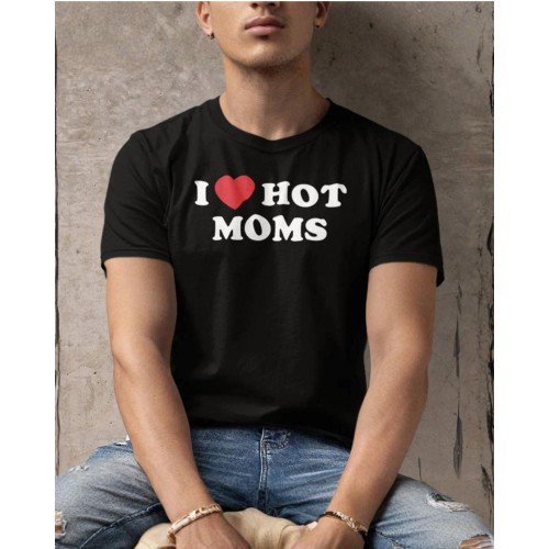 Men’s Short Sleeve T-Shirt with Print I Love Hot Moms MT1114