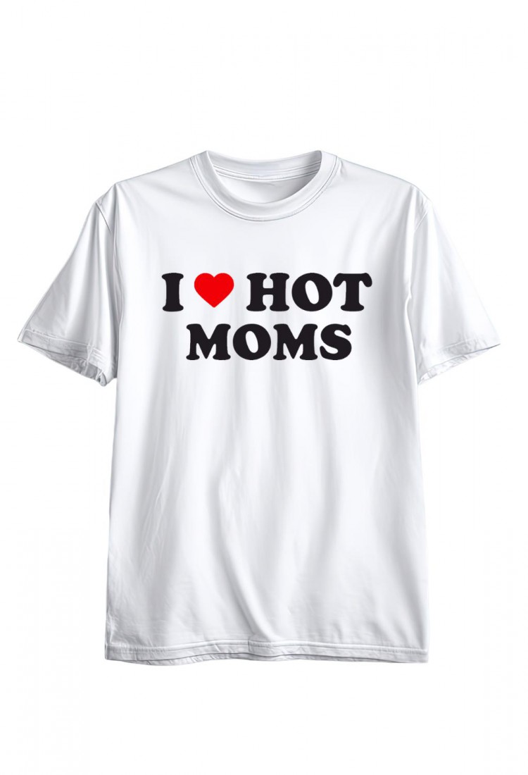 Ανδρική Κοντομάνική Μπλούζα Με Τύπωμα I Love Hot Moms MT1114-1
