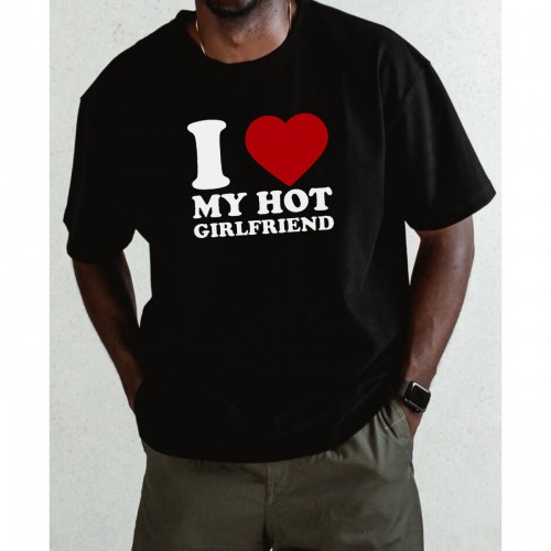 Ανδρική Κοντομάνική Μπλούζα Με Τύπωμα I Love My Hot Girlfriend MT1115