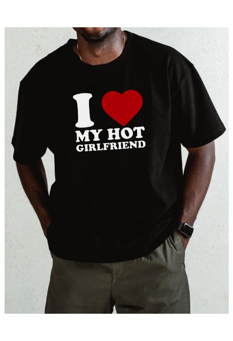 Ανδρική Κοντομάνική Μπλούζα Με Τύπωμα I Love My Hot Girlfriend MT1115