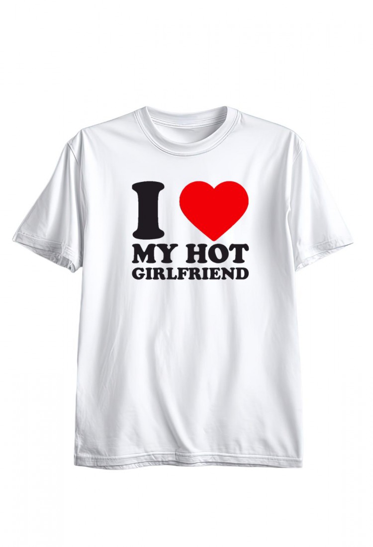 Ανδρική Κοντομάνική Μπλούζα Με Τύπωμα I Love My Hot Girlfriend MT1115-1