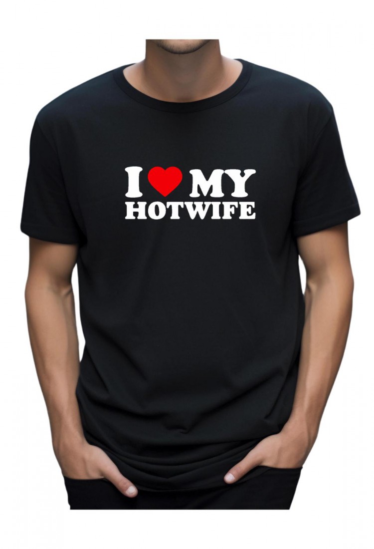 Ανδρική Κοντομάνική Μπλούζα Με Τύπωμα I Love My Hot Wife MT1116